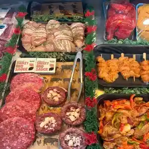 Fresh BBQ meat selection from farm shop