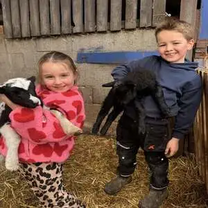 The mini farmers taking care of the newest arrivals