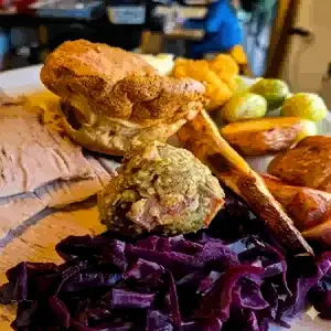 Traditional Sunday Roast with giant Yorkshire pudding at Broom Mill Farm Bishop Auckland